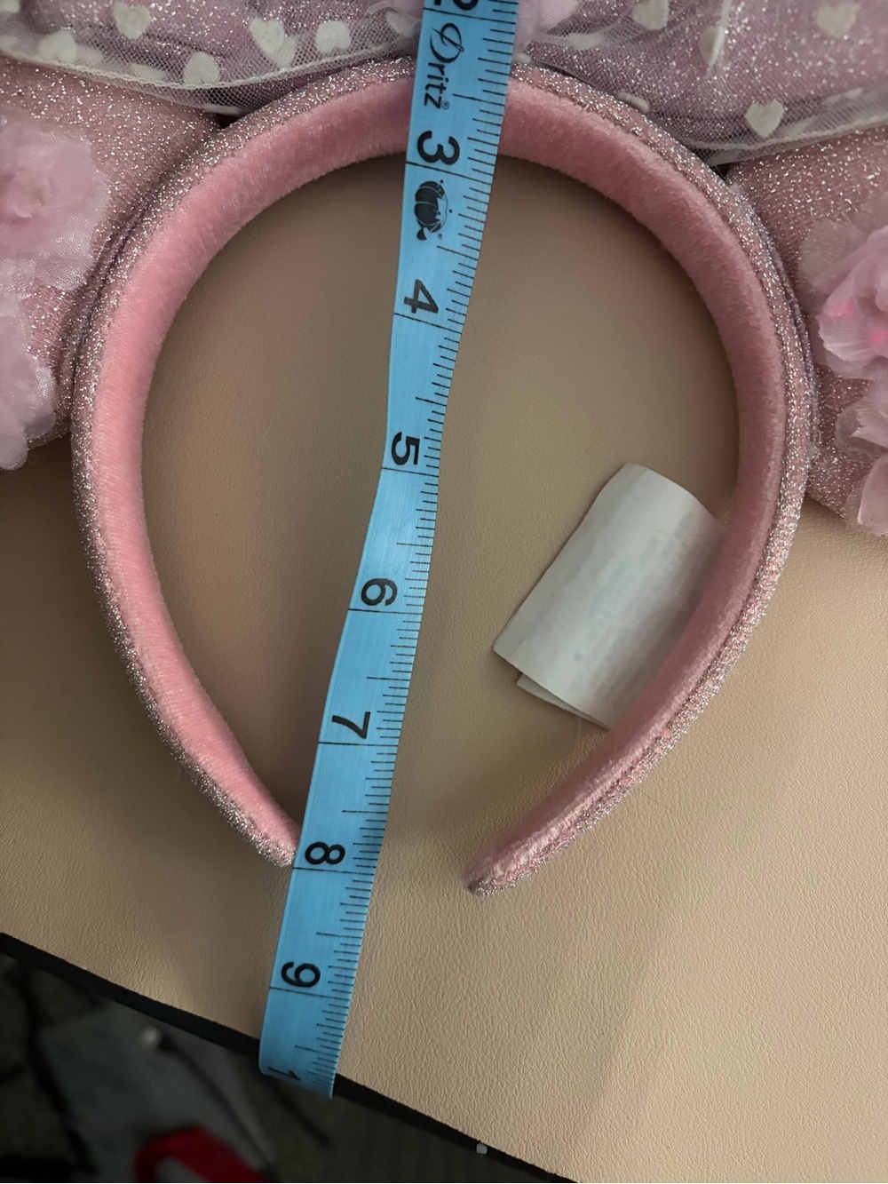 Disney Parks Pink Sparkle Minnie Mouse Ears Headband with Floral & Hearts Bow - Picture 11 of 12